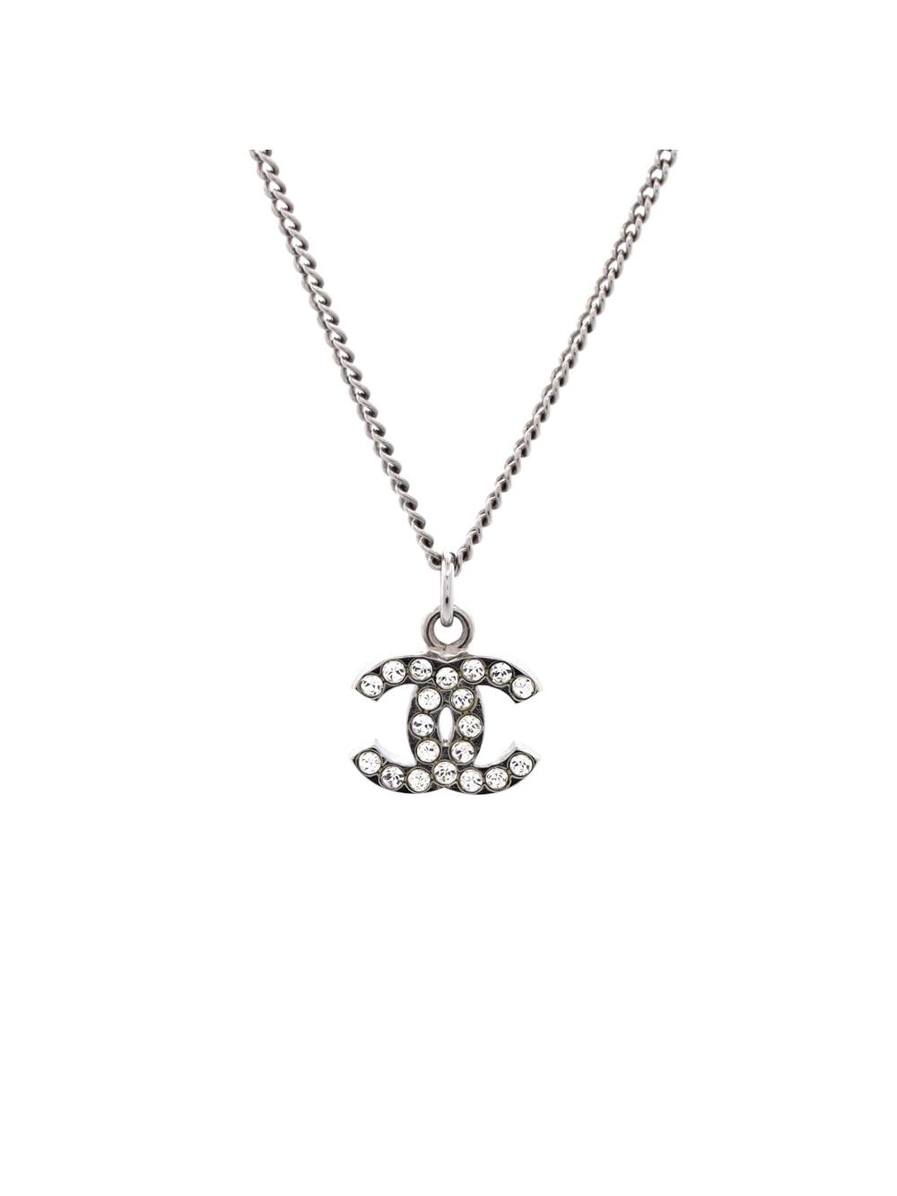 Chanel Cc Crystal Logo Necklace Metal #371294C11B